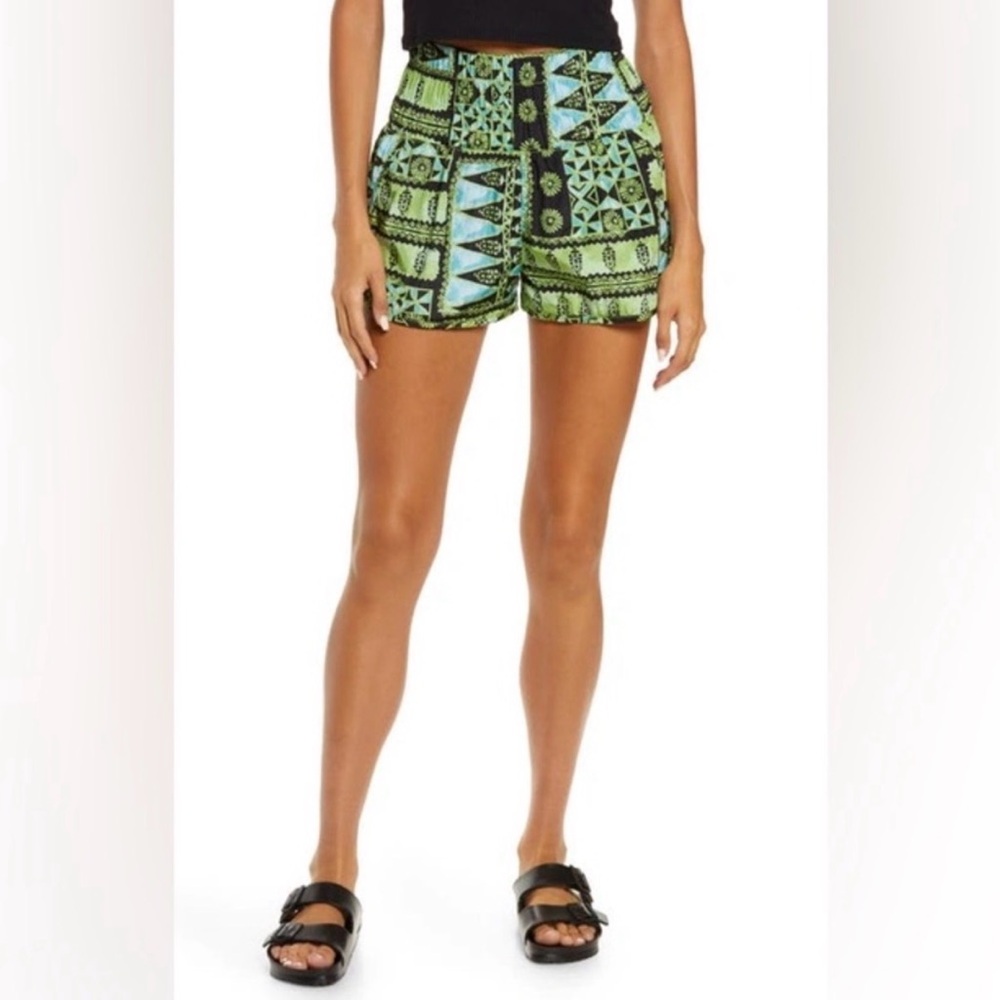 Free People Movement The Way Home Shorts Green Aztec Size Small